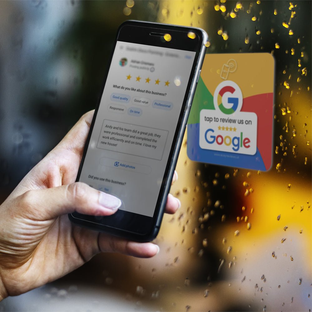 Google Review Sticker - Square Epoxy 10cm - EasyReviews