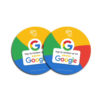 NFC Google Review Sticker x2 - Round Epoxy 10cm - EasyReviews