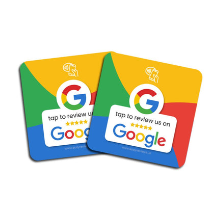 NFC Google Review Sticker x2 - Square Epoxy 10cm - EasyReviews